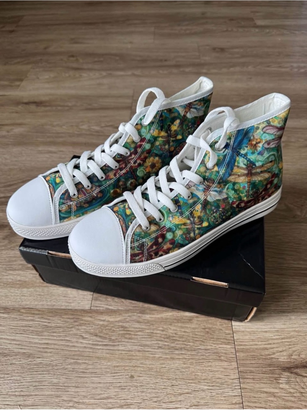 High-Top Sneakers with Multicolor Floral Print